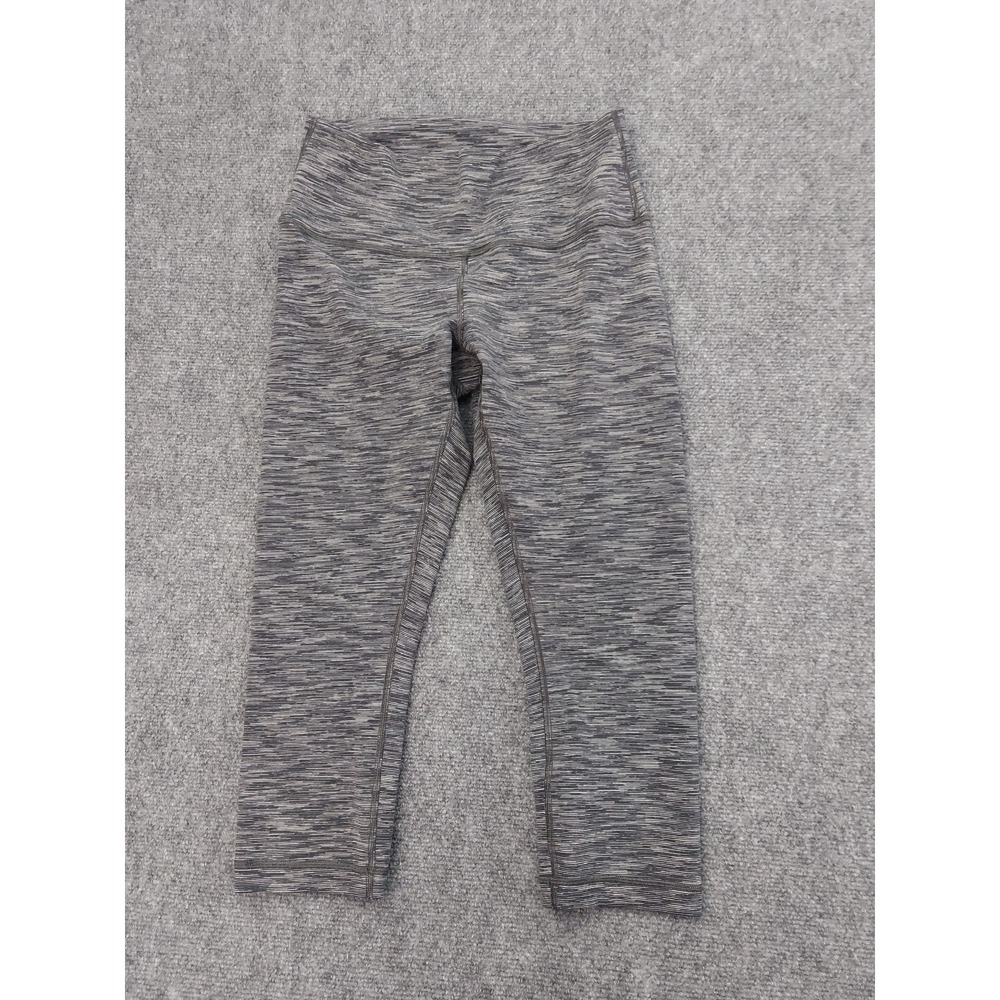 Lululemon Legging Womens 10 Heathered Black Gray Wunder Under‎ Cropped Gym